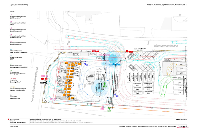 Skizze der Signalisation im neuen Entsorgungscenter Muelliland